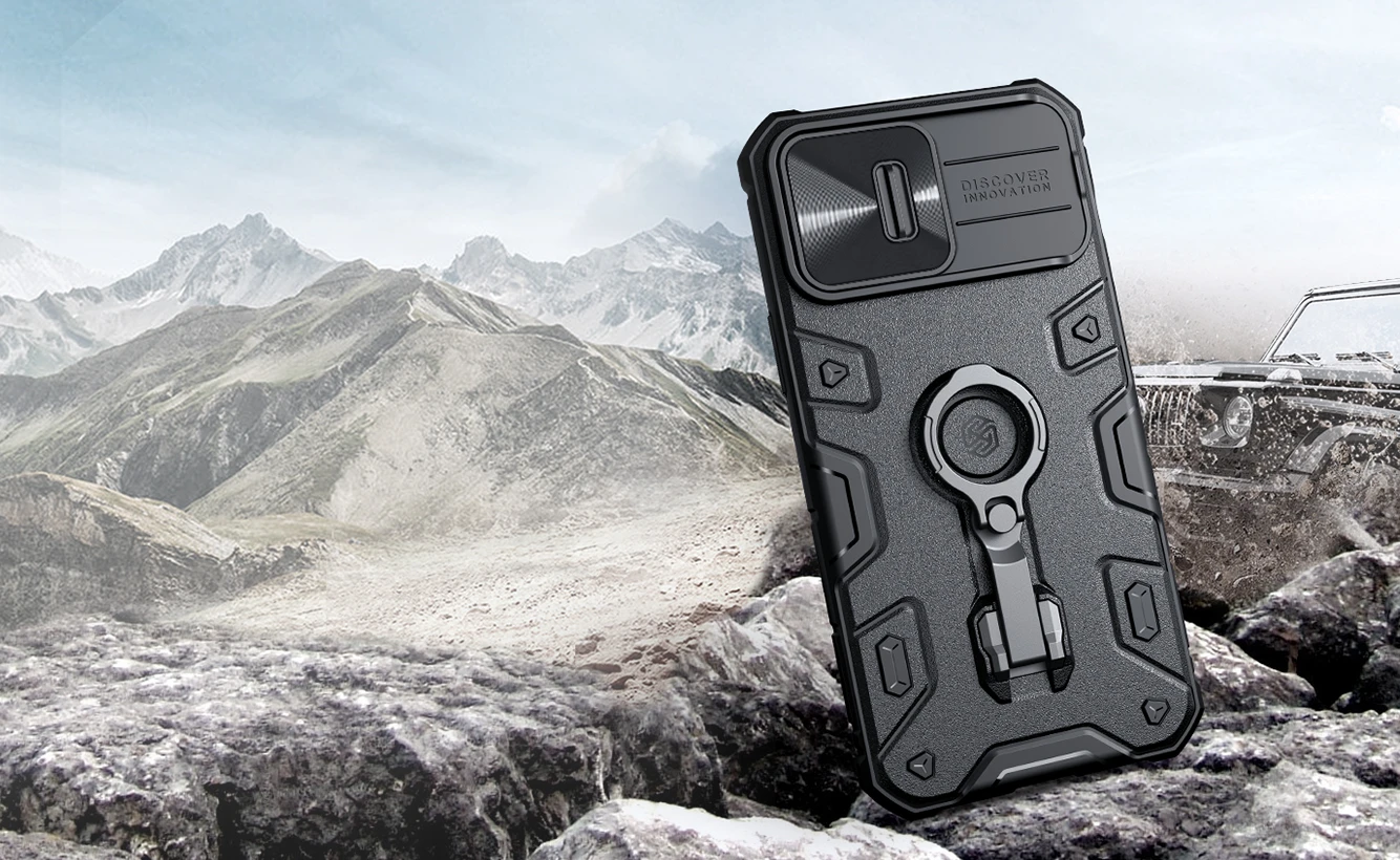 Nillkin CamShield Armor Pro dėklas, skirtas iPhone 14 Pro (juodas)