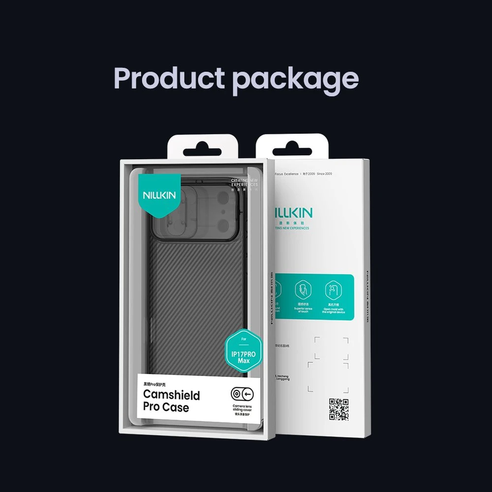 Nillkin CamShield PRO dėklas skirtas Apple iPhone 17 Pro Max skaidrus juodos spalvos