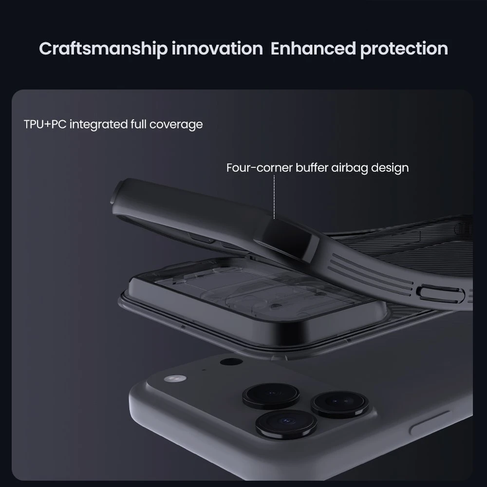Nillkin CamShield PRO dėklas skirtas Apple iPhone 17 Pro Max skaidrus juodos spalvos