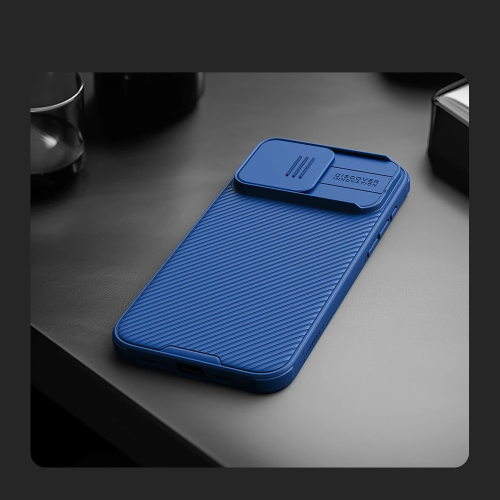 Dėklas Nillkin CamShield Pro Apple iPhone 15 Pro Max mėlynas