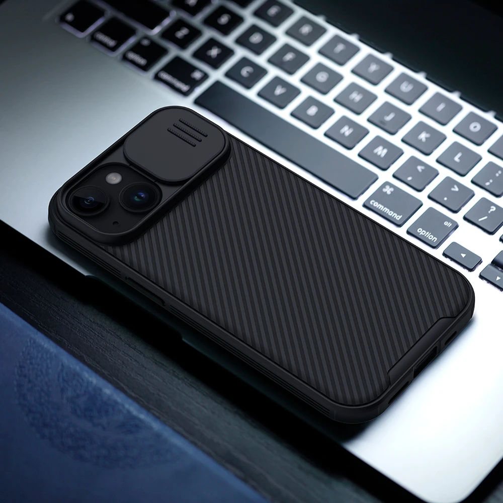 Nillkin CamShield Pro dėklas, skirtas iPhone 15 Plus (juodas)
