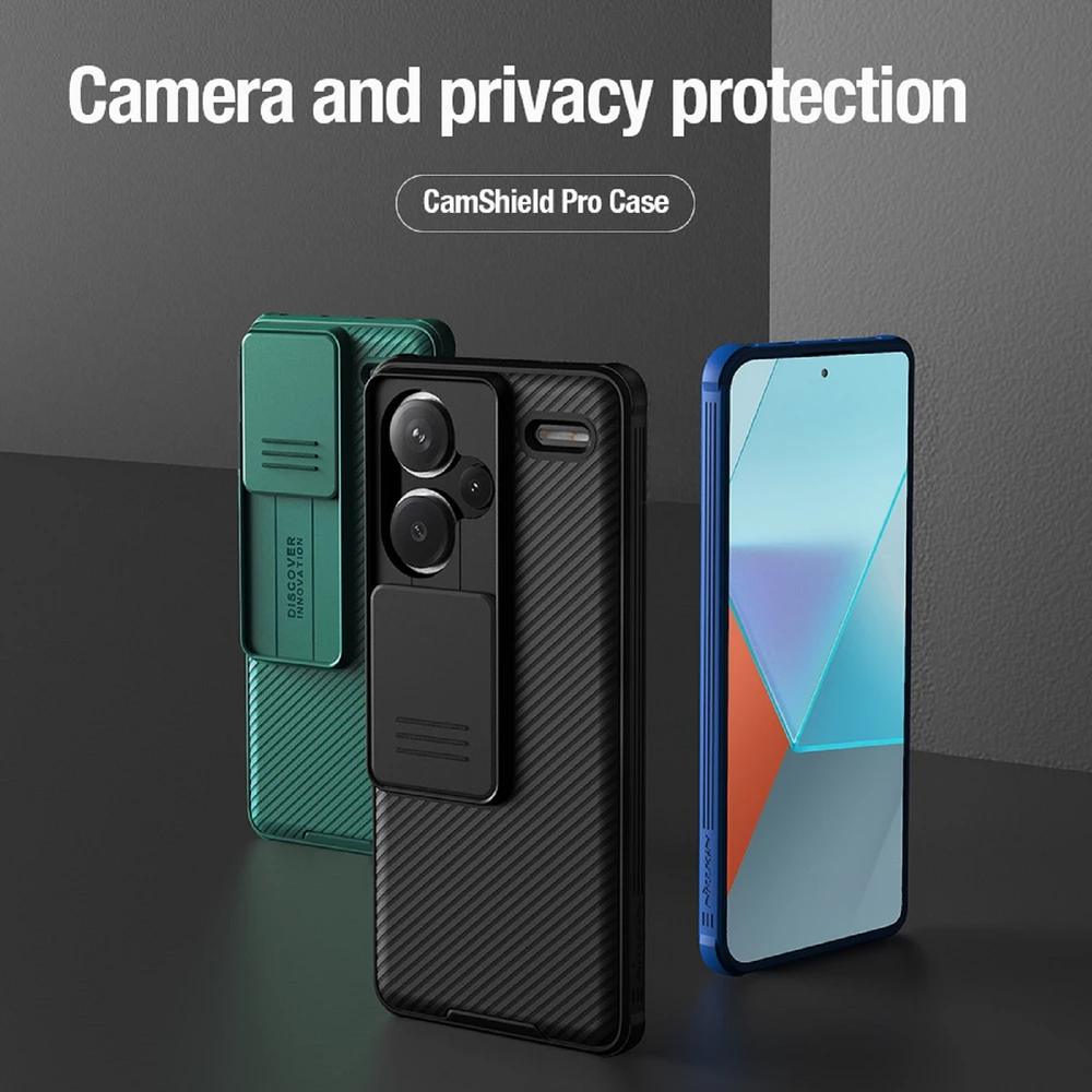 Xiaomi Redmi Note 13 Pro+ 5G Nillkin CamShield Pro dėklas telefonui juodos spalvos