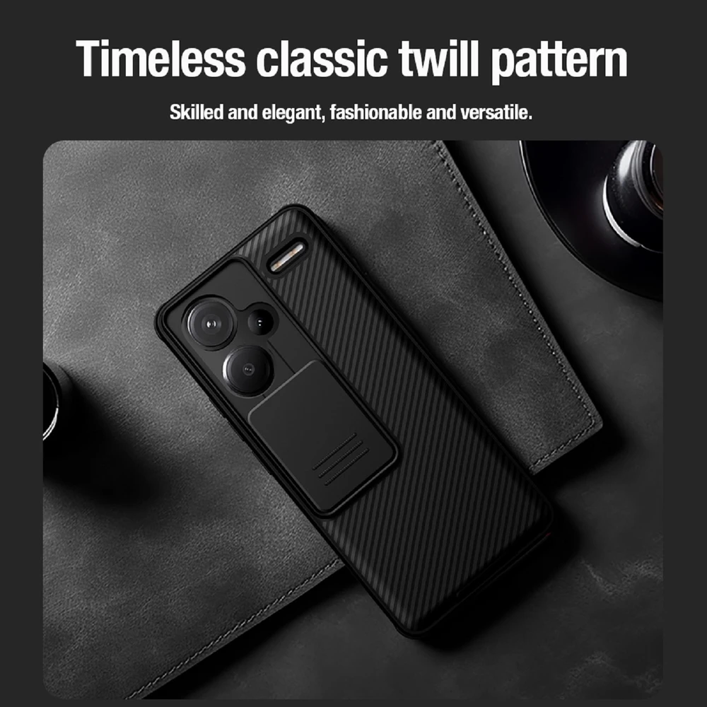 Xiaomi Redmi Note 13 Pro+ 5G Nillkin CamShield Pro dėklas telefonui juodos spalvos