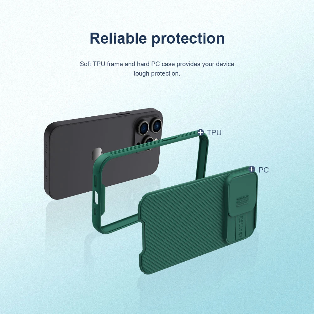 Dėklas Nillkin CamShield Pro Apple iPhone 14 Pro žalias