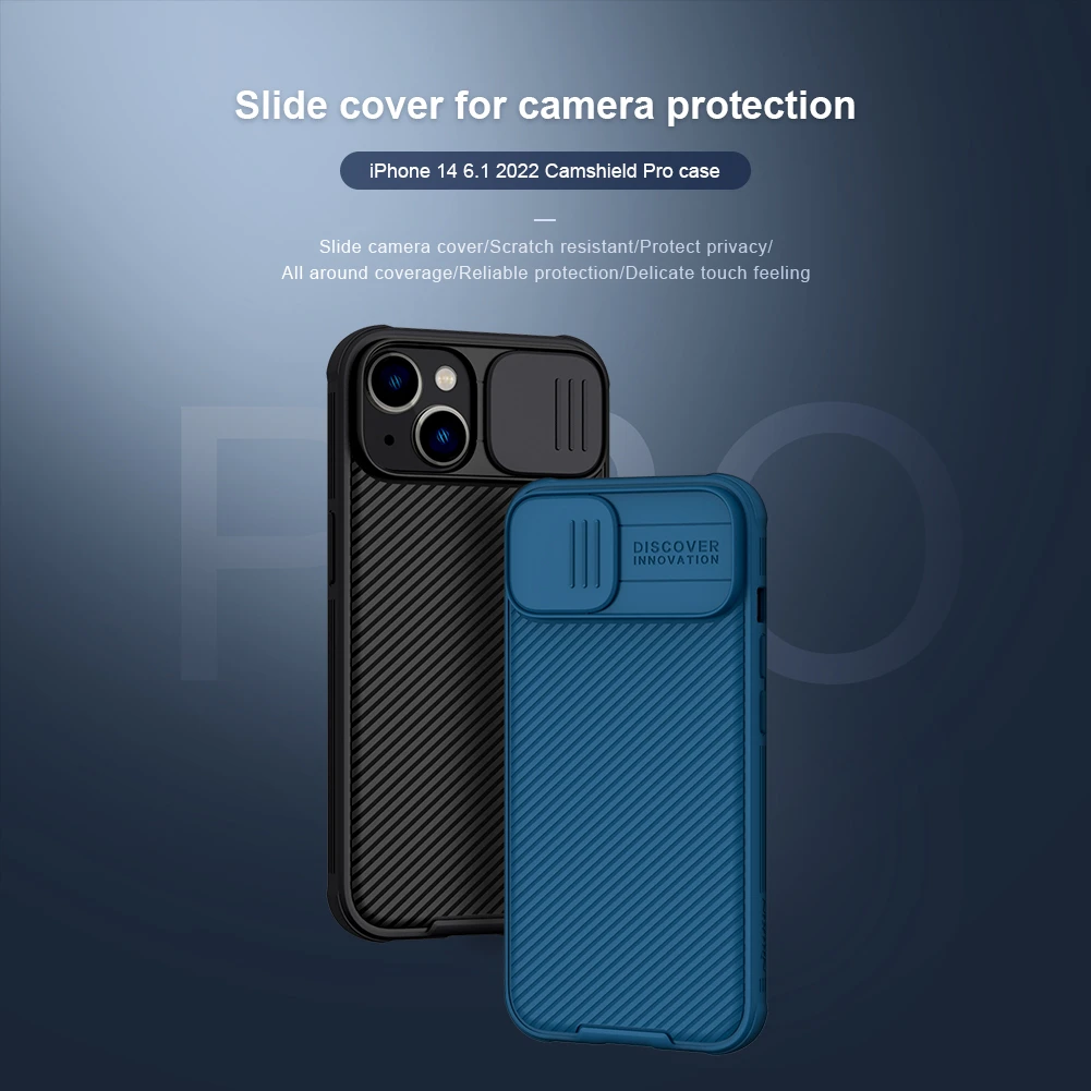 Dėklas Nillkin CamShield Pro Apple iPhone 14 mėlynas