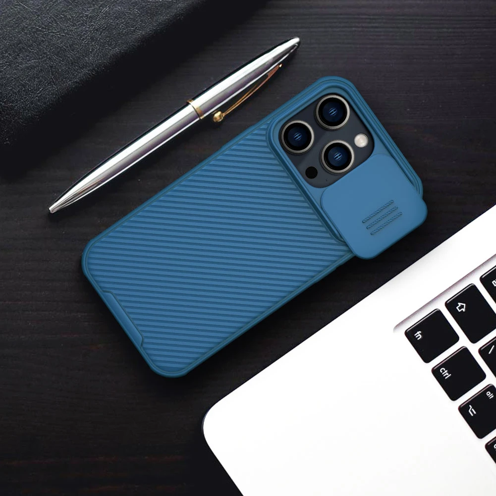 Dėklas Nillkin CamShield Pro Apple iPhone 14 Pro mėlynas