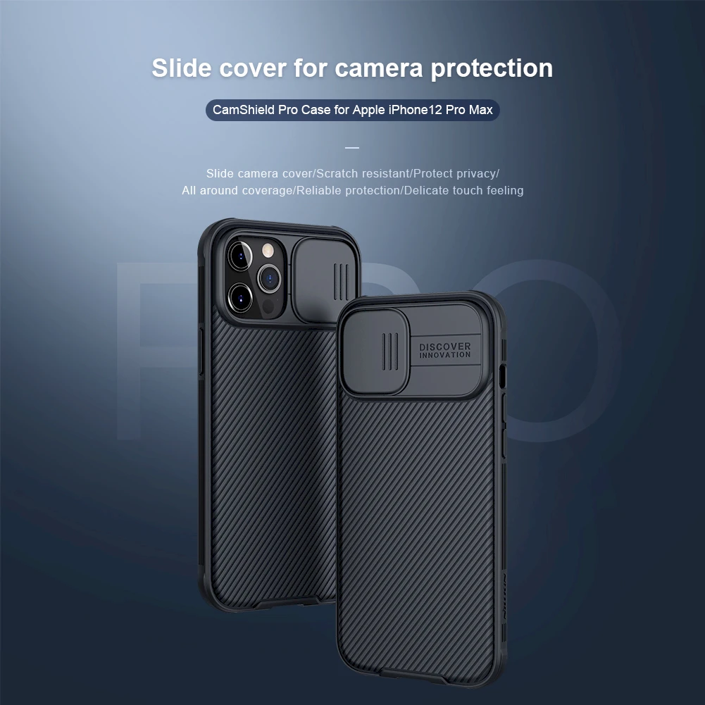 Nillkin CamShield PRO Hard dėklas skirtas Apple iPhone 12 Pro Max 6.7 juodos spalvos