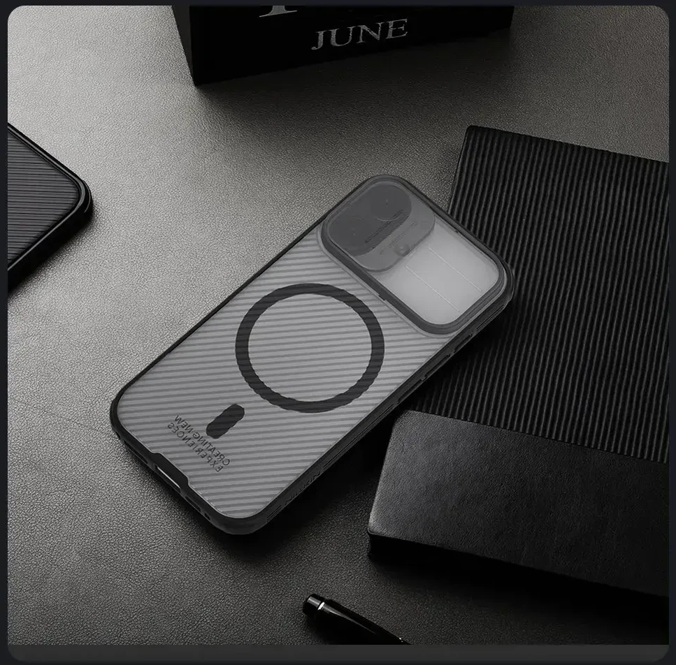 Nillkin CamShield PRO Magnetic Hard dėklas skirtas Apple iPhone 17 skaidrus juodos spalvos
