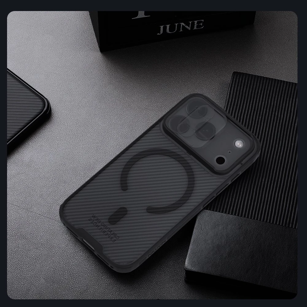 Nillkin CamShield PRO Magnetic Hard dėklas skirtas Apple iPhone 17 Pro skaidrus juodos spalvos