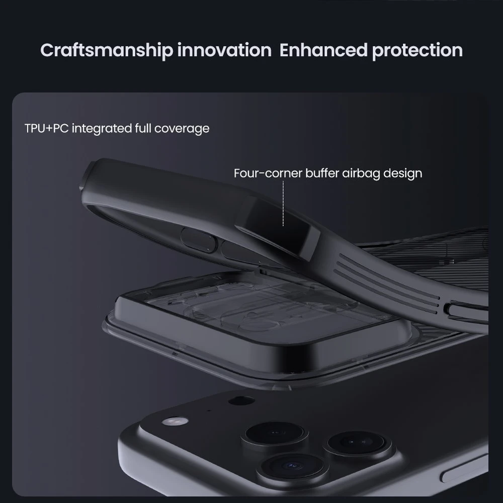 Nillkin CamShield PRO Magnetic Hard dėklas skirtas Apple iPhone 17 Pro skaidrus juodos spalvos