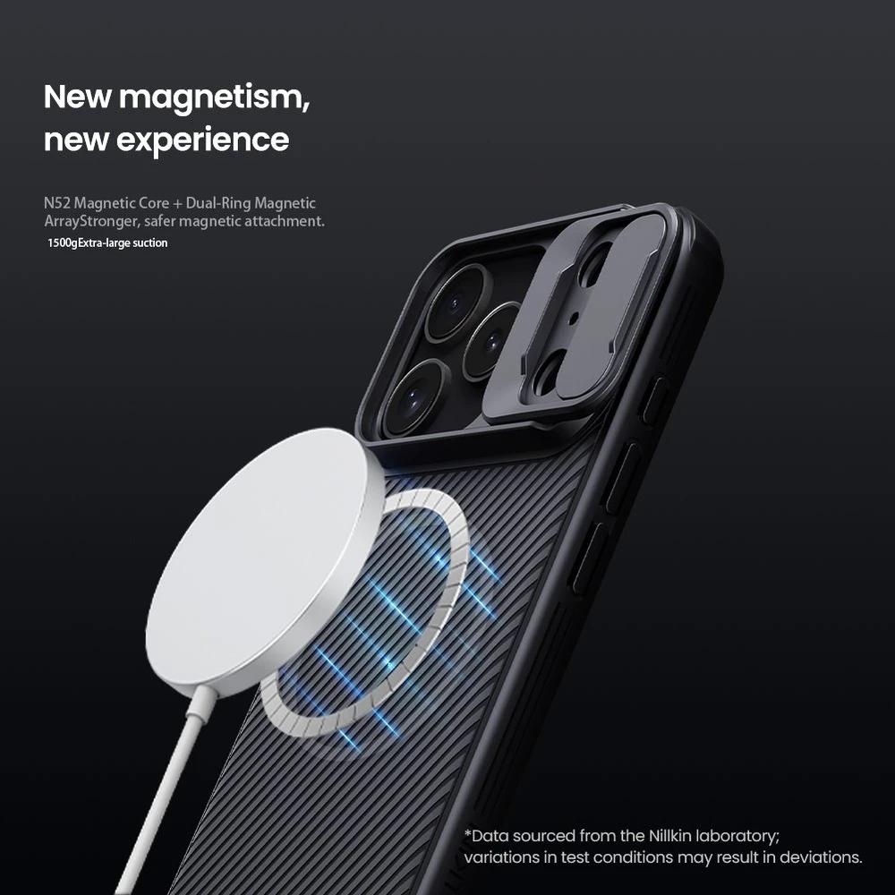 Nillkin CamShield PRO Magnetic Hard dėklas skirtas Apple iPhone 17 Pro juodos spalvos