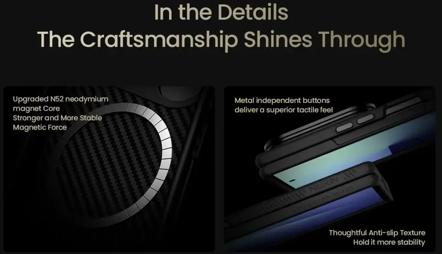 Nillkin CarboProp Aramid Magnetic dėklas skirtas Samsung Galaxy Z Fold 8 Ultra juodos spalvos