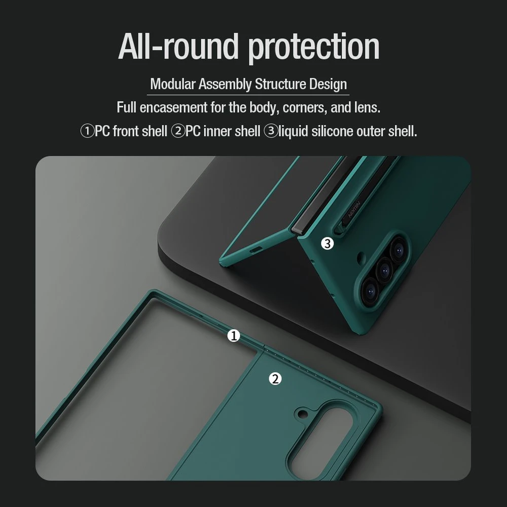 Nillkin Flex Pure Fold Pen Slot dėklas skirtas Samsung Galaxy Z Fold 7 Light žalios spalvos