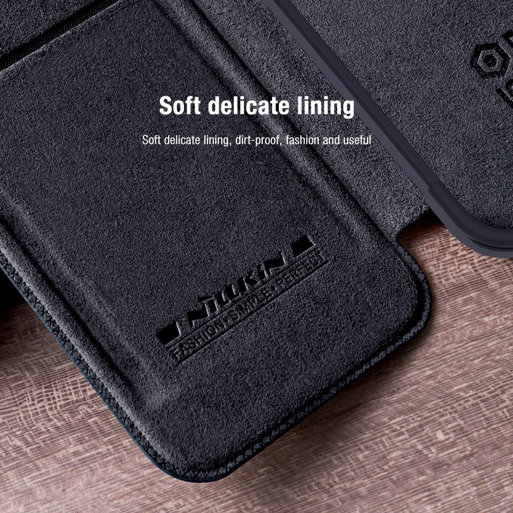 Dėklas Nillkin Qin Pro Leather Apple iPhone 14 Plus mėlynas