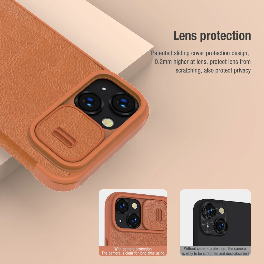 Dėklas Nillkin Qin Pro Leather Apple iPhone 14 Plus mėlynas