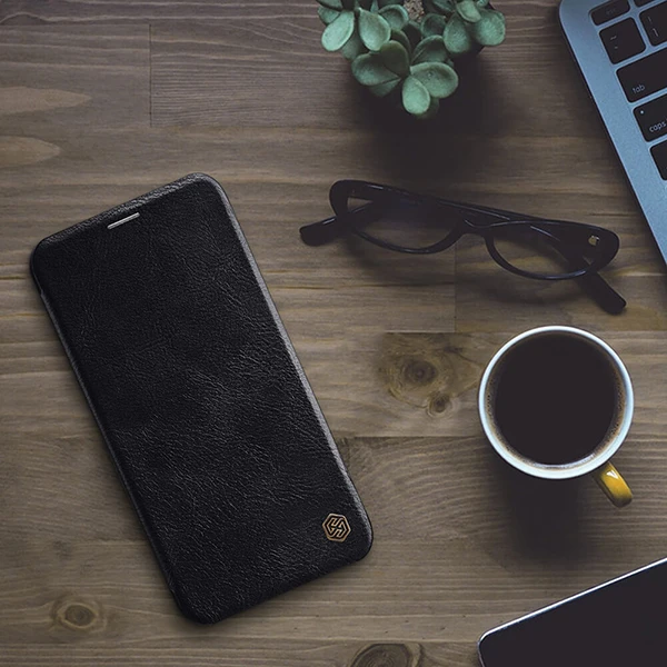 Nillkin Qin leather holster case Samsung Galaxy A42 5G dėklas telefonui juodos spalvos