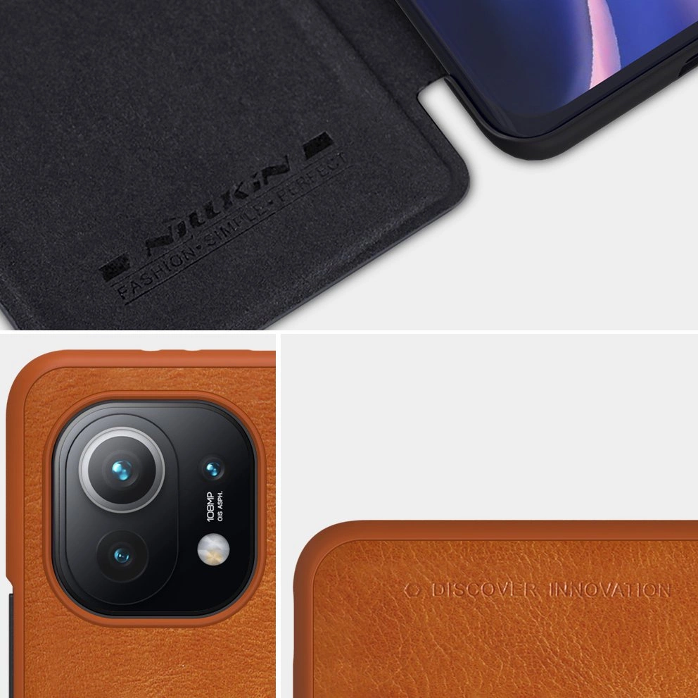 Nillkin Qin Odinis dėklas Xiaomi Mi 11 ruda