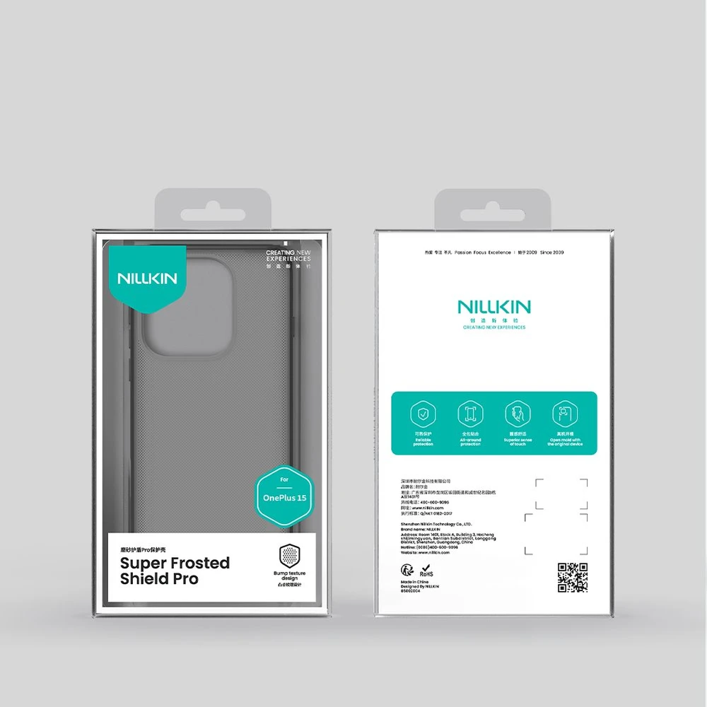 Nillkin Super Frosted PRO Back dėklas skirtas OnePlus 15 skaidrus juodos spalvos