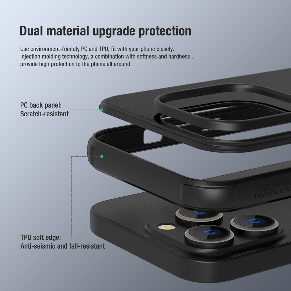 Dėklas Nillkin Super Frosted Shield Pro Apple iPhone 14 Pro juodas