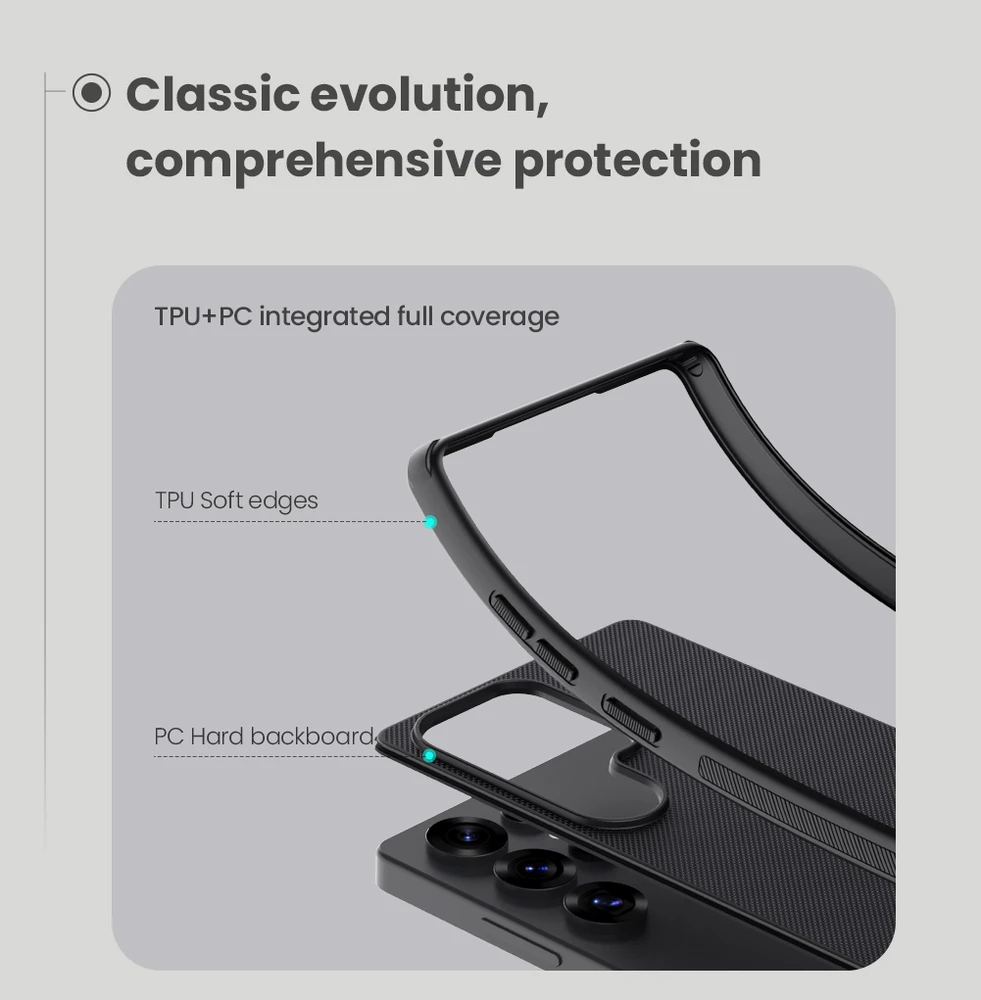 Nillkin Super Frosted Shield Pro Magnetic Case Samsung S25 Ultra su MagSafe – dėklas telefonui juodos spalvos
