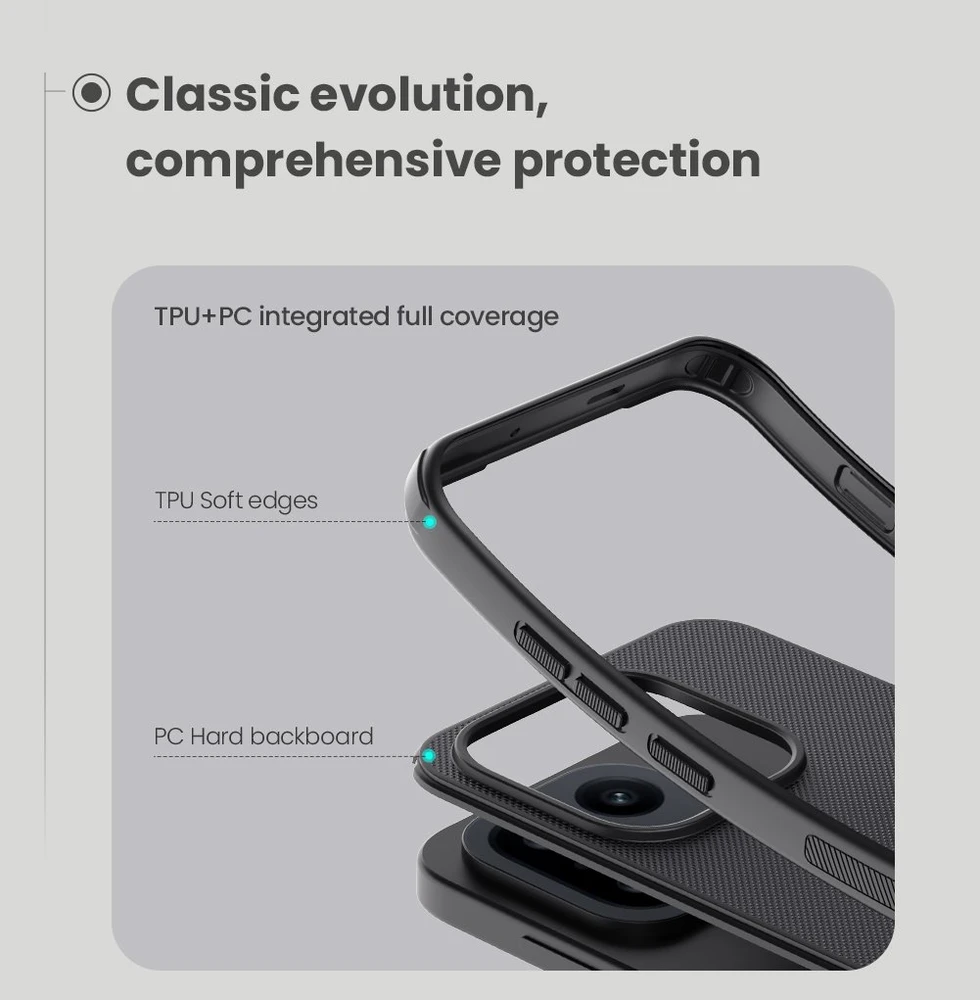 Nillkin Super Frosted PRO Magnetic Back dėklas skirtas OnePlus 15 juodos spalvos