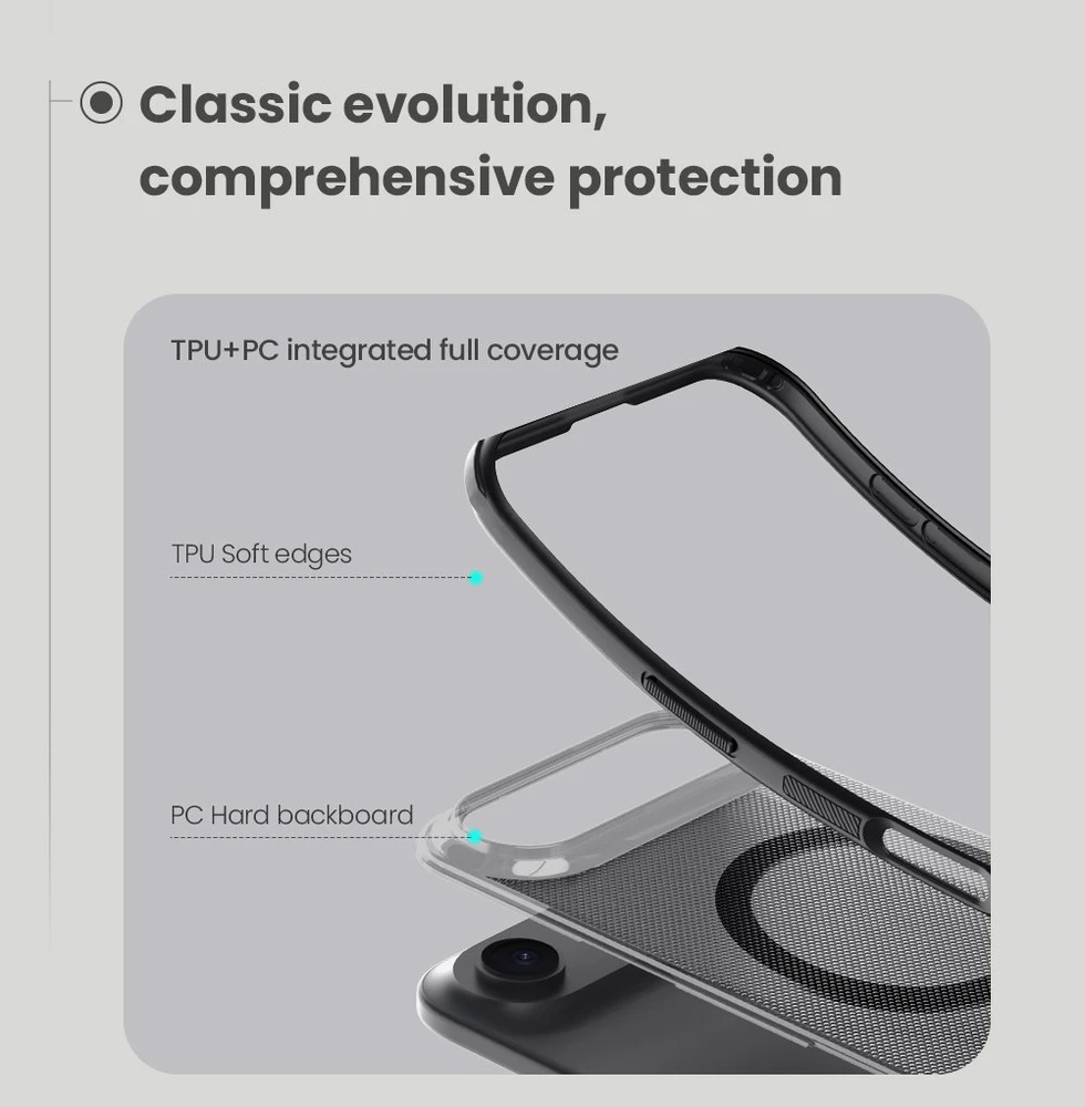 Nillkin Super Frosted PRO Magnetic Back dėklas skirtas Apple iPhone Air skaidrus juodos spalvos