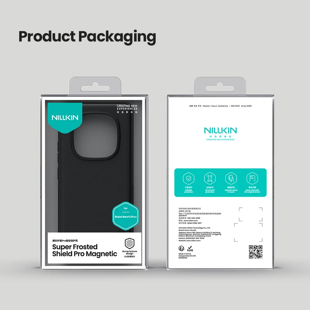 Nillkin Super Frosted PRO Magnetic Back Xiaomi Redmi Note 14 Pro+ 5G dėklas telefonui juodos spalvos
