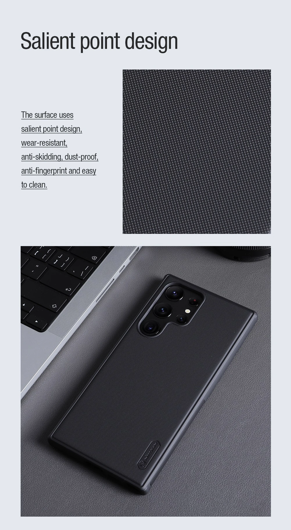 Nillkin Super Frosted PRO Magnetic Back Samsung Galaxy S23 Ultra dėklas telefonui juodos spalvos