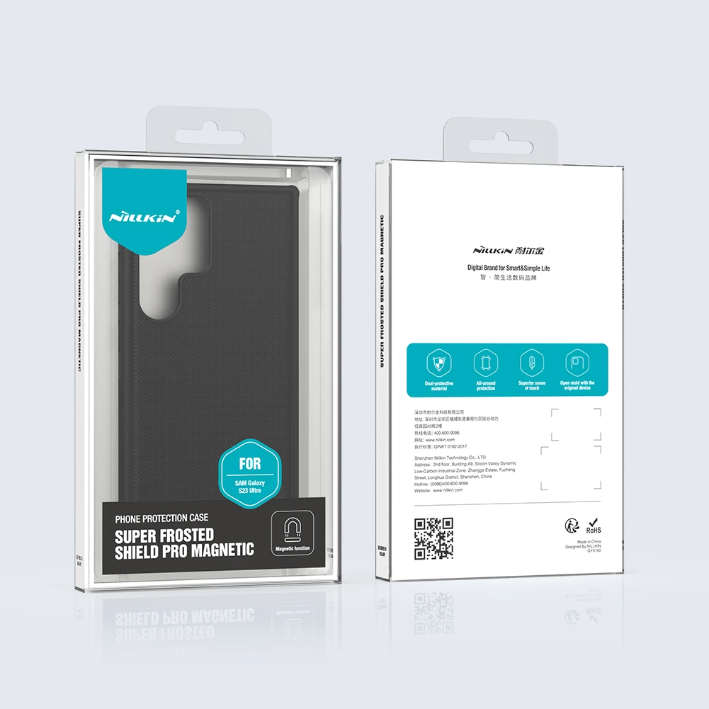 Nillkin Super Frosted PRO Magnetic Back Samsung Galaxy S23 Ultra dėklas telefonui juodos spalvos