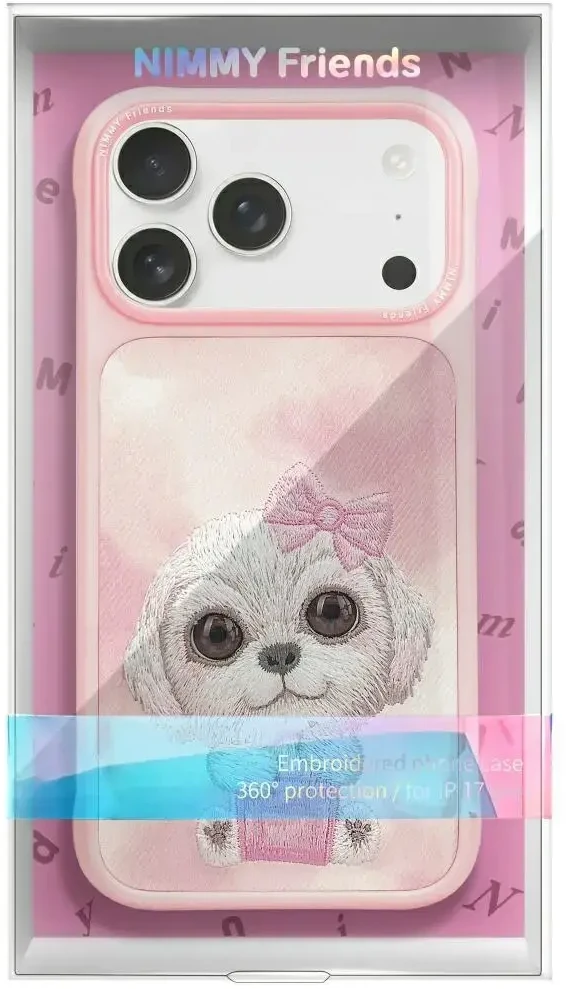 NIMMY dėklas BIG EYED PET 2.0 Dog, skirtas IPHONE 17, rožinis