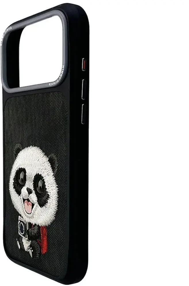 NIMMY dėklas BIG EYED GIANT PANDA, skirtas IPHONE 18 Pro/17 Pro, juodas