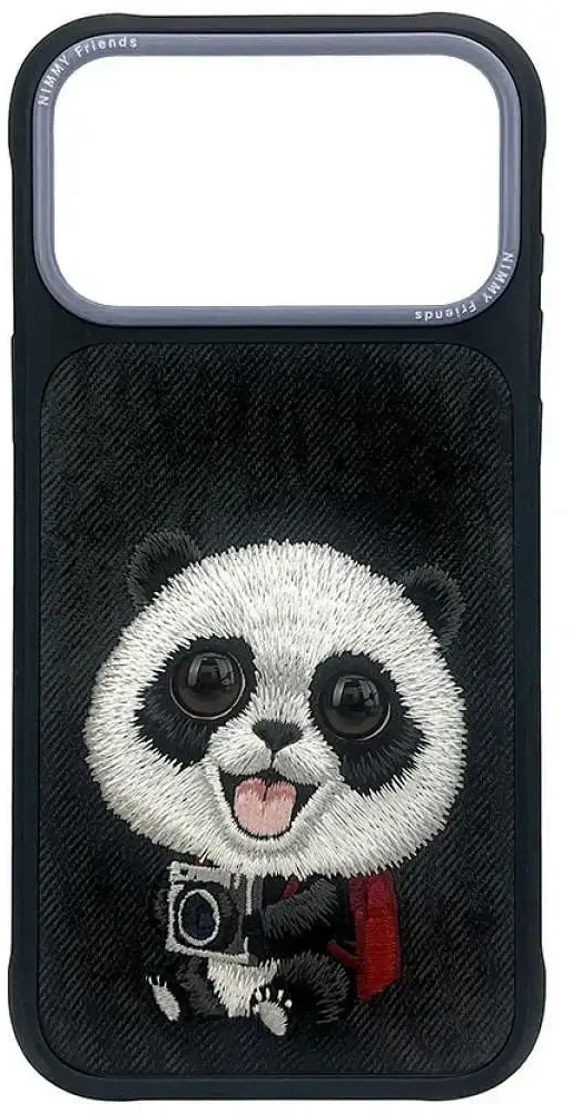 NIMMY dėklas BIG EYED GIANT PANDA, skirtas IPHONE 18 Pro Max/17 Pro Max, juodas