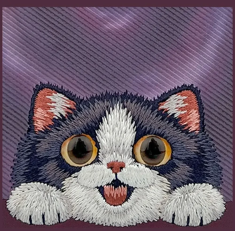 NIMMY dėklas BIG EYED LYING CREAM CAT, suderinamas su MagSafe, skirtas IPHONE 18 Pro Max/17 Pro Max, violetinė