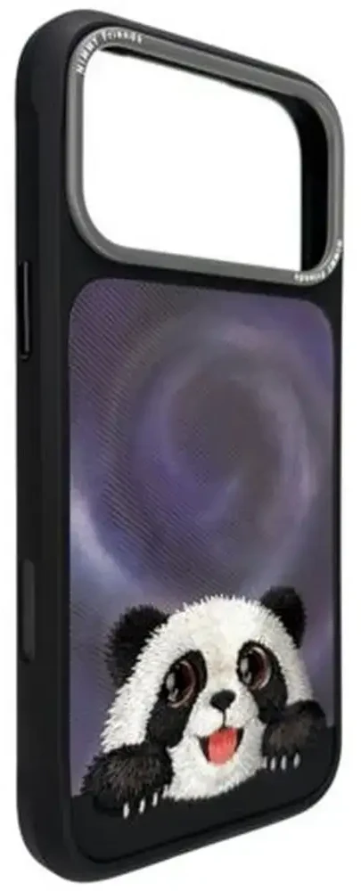 NIMMY dėklas BIG EYED LYING GIANT PANDA, suderinamas su MagSafe, skirtas IPHONE 18 Pro Max/17 Pro Max, juodas
