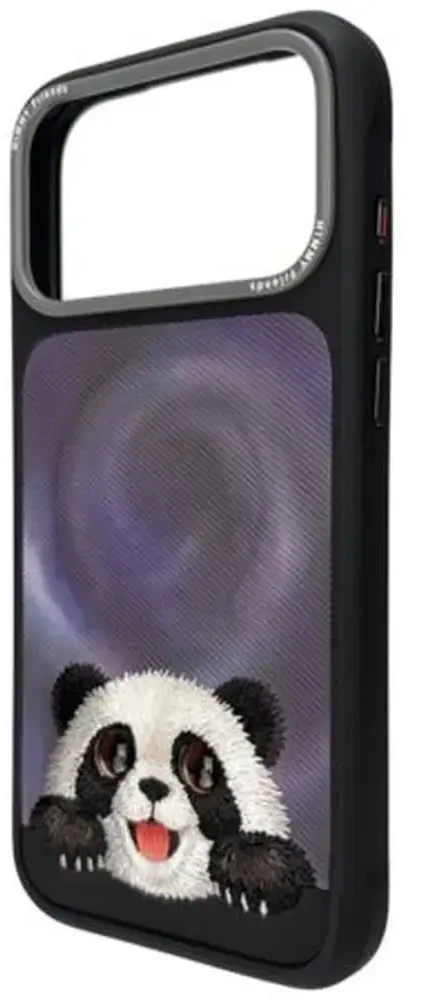 NIMMY dėklas BIG EYED LYING GIANT PANDA, suderinamas su MagSafe, skirtas IPHONE 18 Pro Max/17 Pro Max, juodas
