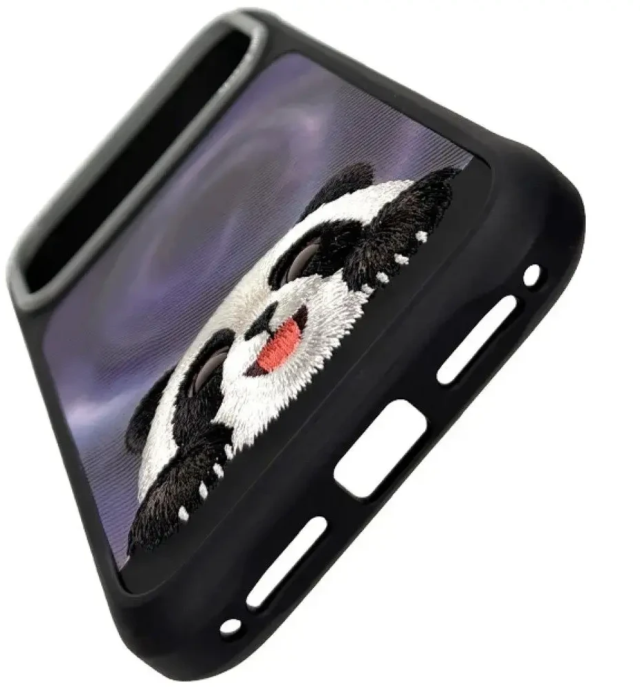 NIMMY dėklas BIG EYED LYING GIANT PANDA, suderinamas su MagSafe, skirta IPHONE 18 Pro/17 Pro, juodas