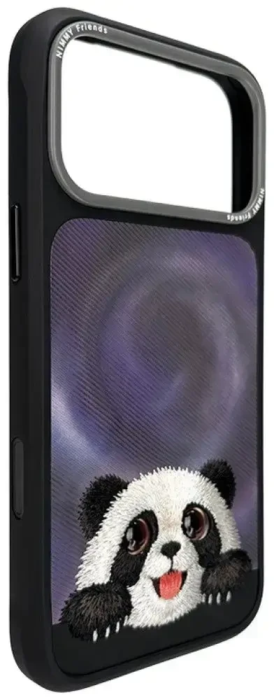 NIMMY dėklas BIG EYED LYING GIANT PANDA, suderinamas su MagSafe, skirta IPHONE 18 Pro/17 Pro, juodas