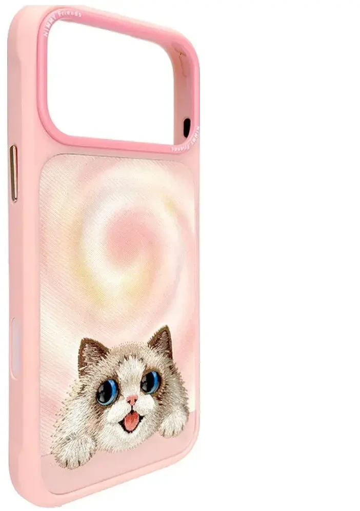 NIMMY dėklas BIG EYED LYING RAGDOLL CAT suderinamas su MagSafe, skirtas IPHONE 18 Pro/17 Pro, rožinis