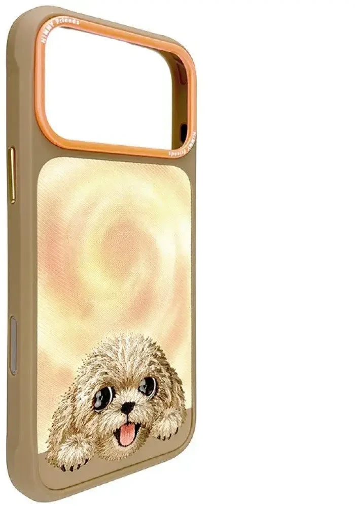 NIMMY dėklas BIG EYED LYING TEDDY POODLE, suderinamas su MagSafe, skirtas IPHONE 18 Pro Max/17 Pro Max, ruda