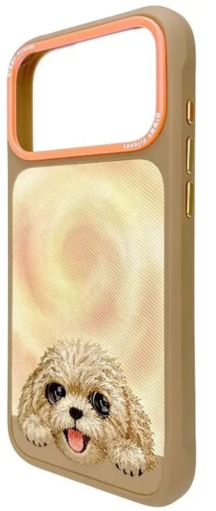 NIMMY dėklas BIG EYED LYING TEDDY POODLE, suderinamas su MagSafe, skirtas IPHONE 18 Pro/17 Pro, ruda