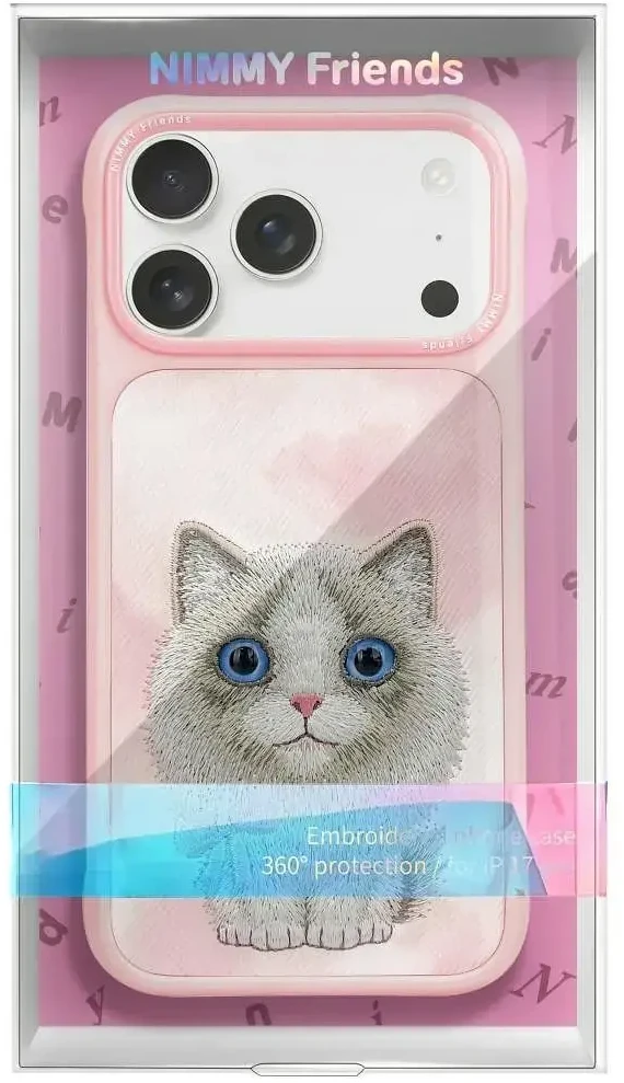 NIMMY dėklas BIG EYED RAGDOLL, skirtas IPHONE 18 Pro Max/17 Pro Max, rausvas