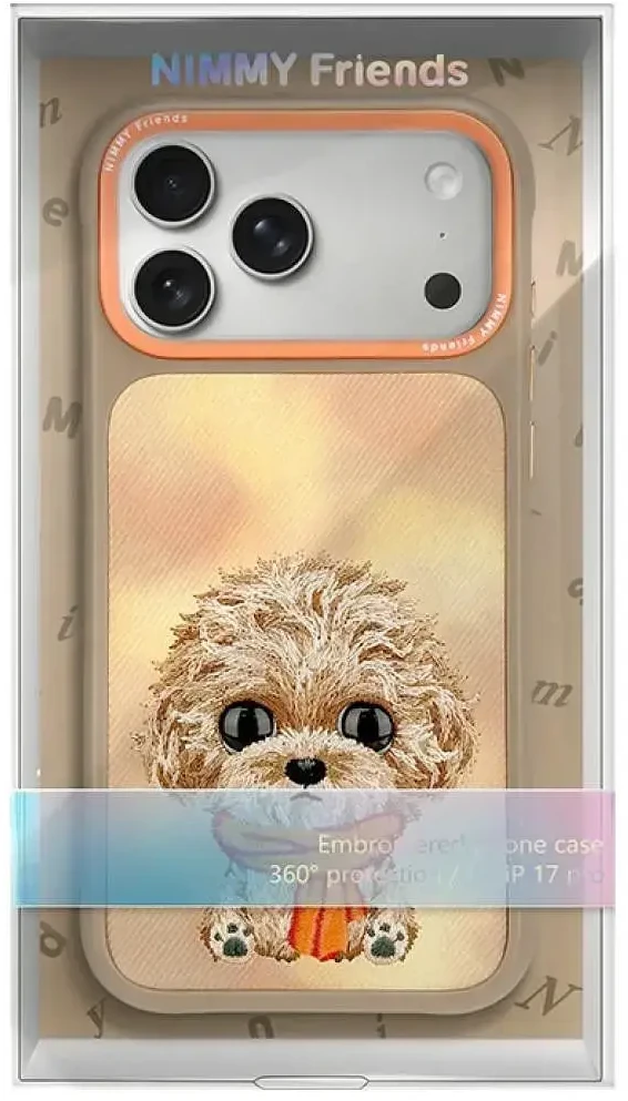 NIMMY dėklas BIG EYED TEDDY POODLE, skirtas IPHONE 18 Pro/17 Pro, rudos spalvos