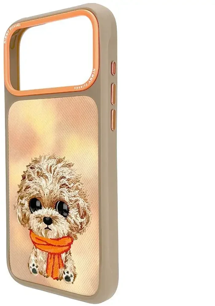 NIMMY dėklas BIG EYED TEDDY POODLE, skirtas IPHONE 18 Pro/17 Pro, rudos spalvos