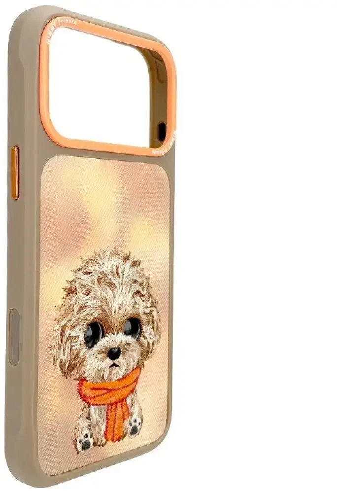 NIMMY dėklas BIG EYED TEDDY POODLE, skirtas IPHONE 18 Pro/17 Pro, rudos spalvos