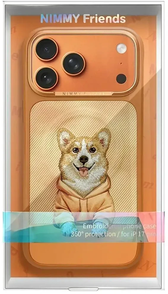 NIMMY dėklas GENTLE PETS SERIES DOG suderinamas su MagSafe, skirtas IPHONE 18 Pro/17 Pro, oranžinis