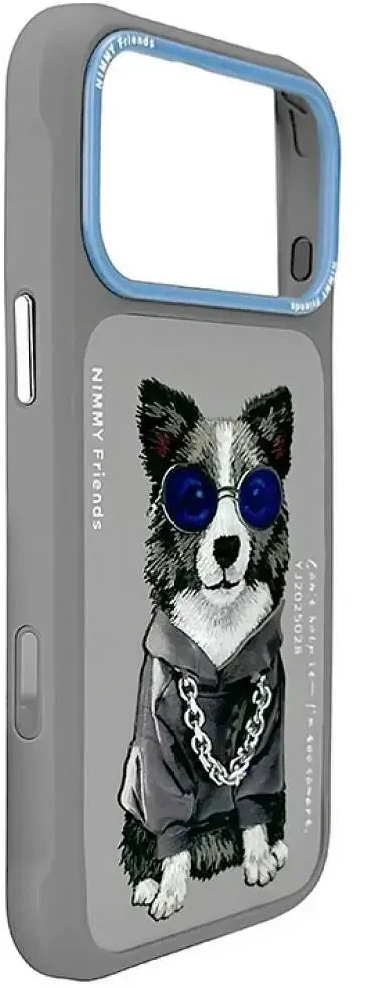 Dėklas NIMMY case GLASSES COOL DOG for IPHONE 18 Pro/17 Pro pilkas