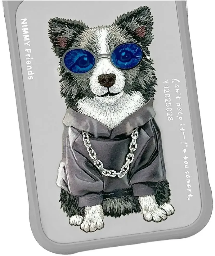 Dėklas NIMMY case GLASSES COOL DOG for IPHONE 18 Pro/17 Pro pilkas