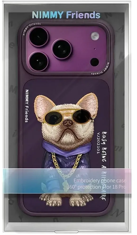 Dėklas NIMMY case GLASSES COOL DOG for IPHONE 18 Pro/17 Pro violetinė