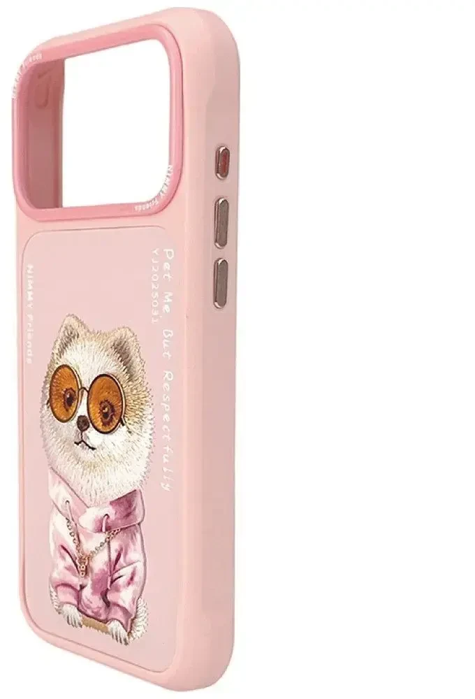 NIMMY dėklas GLASSES COOL DOG, skirtas IPHONE 18 Pro Max/17 Pro Max, rožinis