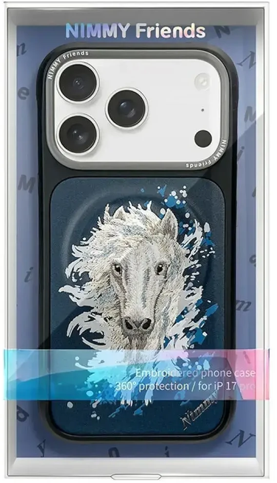 NIMMY dėklas HORSE, suderinamas su MagSafe, skirtas IPHONE 18 Pro Max/17 Pro Max, tamsiai mėlynas